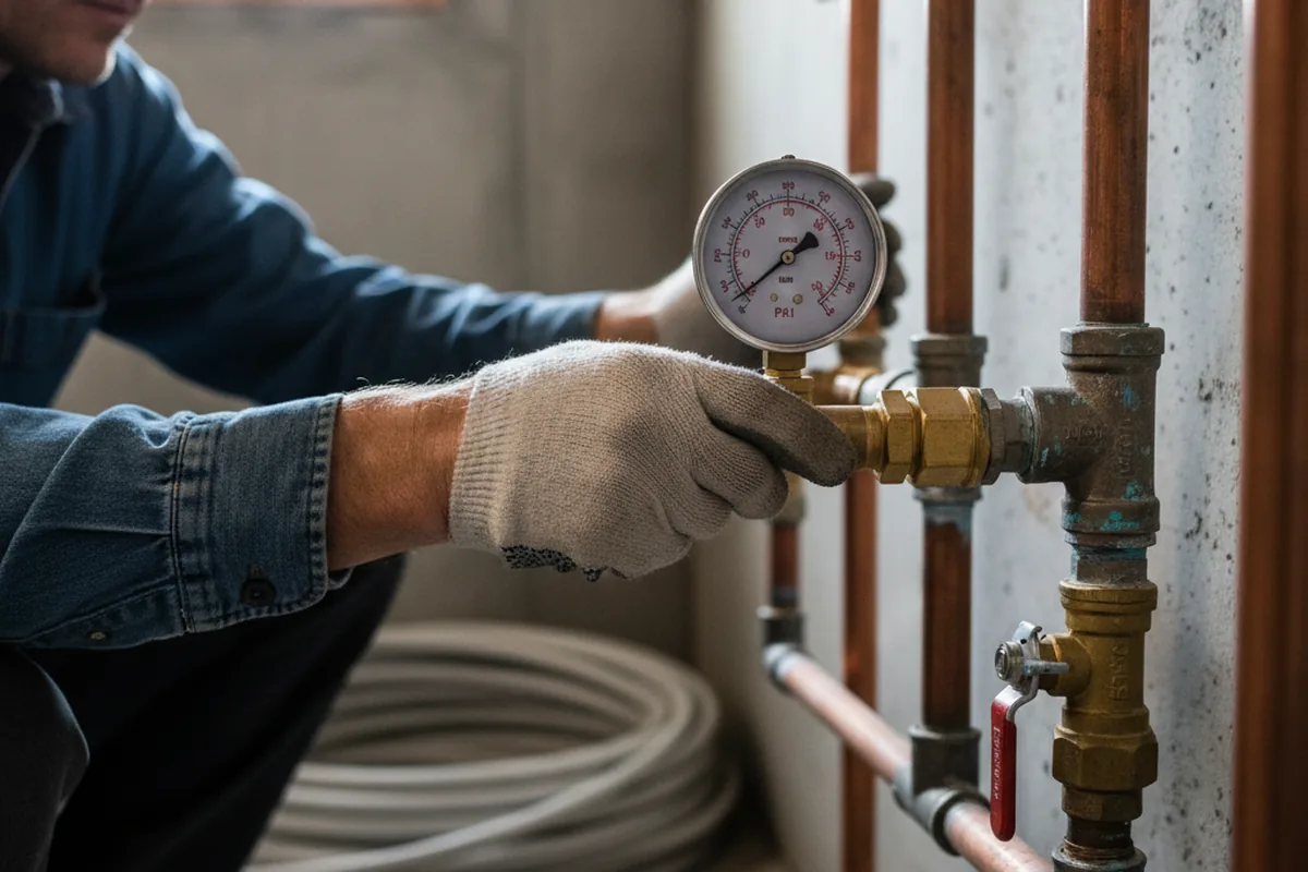 Pressure testing a repaired line during Water Line Repair in Bulger